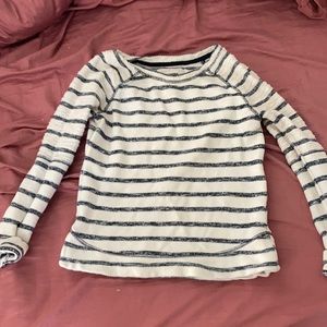 Nautical striped textured pullover 100% cotton